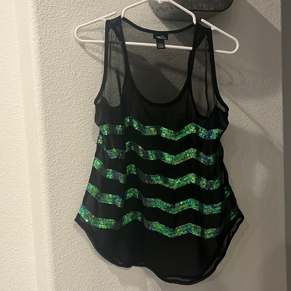 Black sequined tank top